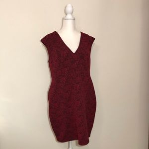 Forever21+ Red Black Floral Embroidered Cocktail Dress Sleeveless 1X